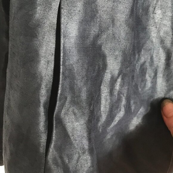 Lafayette 148 Blazer Black Charcoal Gray Silk Size 10P Size 10 Jacket Coat Suit - Picture 8 of 11